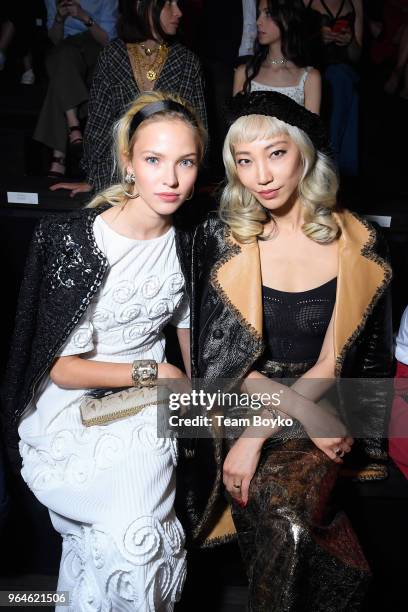 Sasha Luss and Soo Joo Park attend the Chanel Replica Show In Moscow "Metiers D'Art Paris - Hamburg 2017-18" on May 31, 2018 in Moscow, Russia.