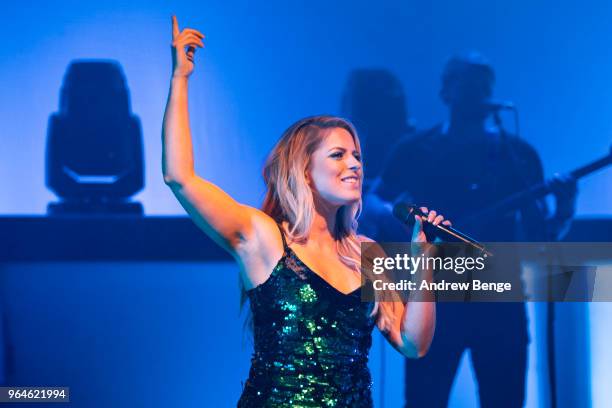 Crissie Rhodes of The Shires performs at York Barbican on May 31, 2018 in York, England.