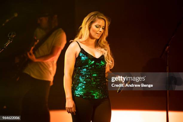 Crissie Rhodes of The Shires performs at York Barbican on May 31, 2018 in York, England.