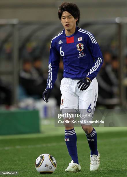 Atsuto Uchida of Japan in action during the East Asian Football Championship 2010 match between Japan and China at Ajinomoto Stadium on February 6,...
