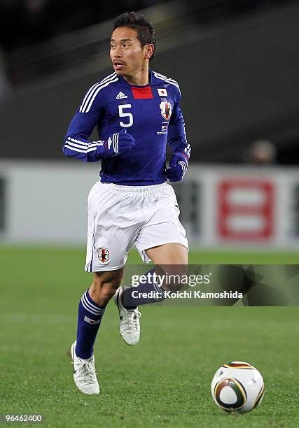 Yuto Nagatomo of Japan in action during the East Asian Football Championship 2010 match between Japan and China at Ajinomoto Stadium on February 6,...