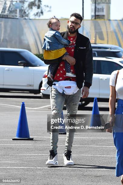 JaVale McGee of the Golden State Warriors arrives to the arena ahead of Game One of the 2018 NBA Finals against the Cleveland Cavaliers on May 31,...