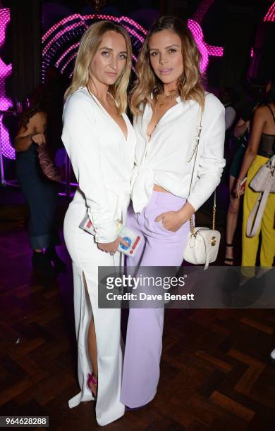 Tiffany Watson and Chloe Lewis attend the REVOLVE 'LA Party In London' hosted by Winnie Harlow at Hotel Cafe Royal on May 31, 2018 in London, England.