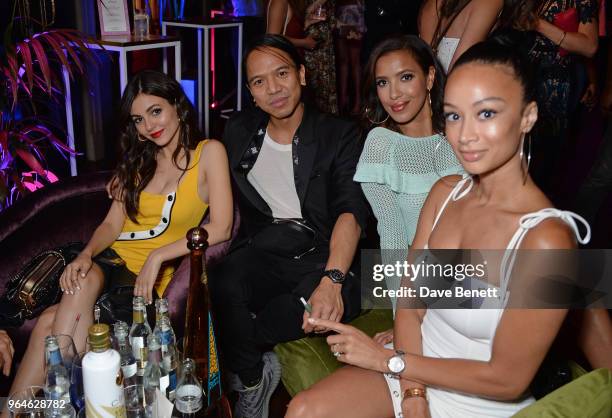 Victoria Justice, Michael Mente, Julissa Bermudez and Draya Michele attend the REVOLVE 'LA Party In London' hosted by Winnie Harlow at Hotel Cafe...