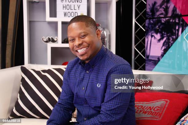 May 31: Jason Mitchell visits the Young Hollywood Studio on May 31, 2017 in Los Angeles, California.