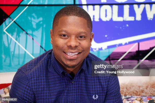 May 31: Jason Mitchell visits the Young Hollywood Studio on May 31, 2017 in Los Angeles, California.