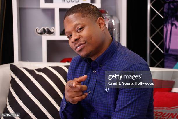May 31: Jason Mitchell visits the Young Hollywood Studio on May 31, 2017 in Los Angeles, California.