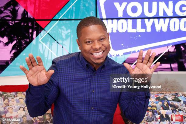 May 31: Jason Mitchell visits the Young Hollywood Studio on May 31, 2017 in Los Angeles, California.