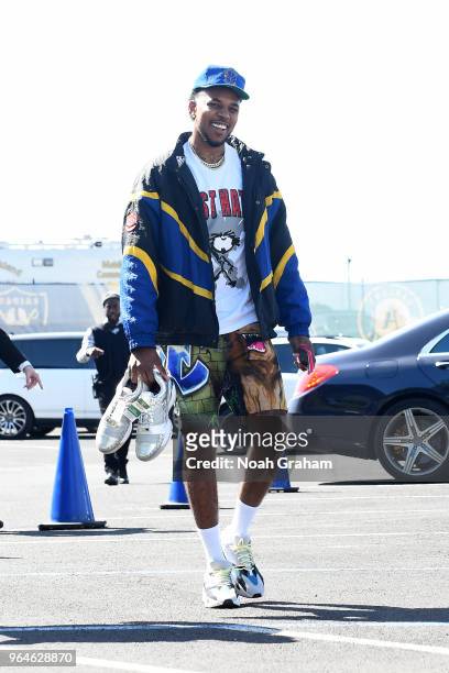 Nick Young of the Golden State Warriors arrives at the arena before the game against the Cleveland Cavaliers in Game One of the 2018 NBA Finals on...