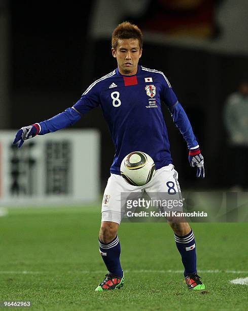 Junichi Inamoto of Japan in action during the East Asian Football Championship 2010 match between Japan and China at Ajinomoto Stadium on February 6,...