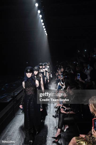 Models walk the runway during the Chanel Replica Show In Moscow "Metiers D'Art Paris - Hamburg 2017-18" on May 31, 2018 in Moscow, Russia.