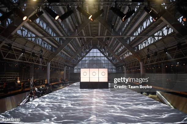 General view of the runway during the Chanel Replica Show In Moscow "Metiers D'Art Paris - Hamburg 2017-18" on May 31, 2018 in Moscow, Russia.