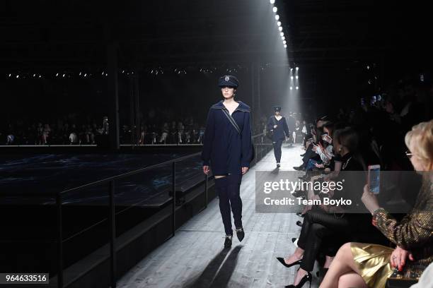 Models walk the runway during the Chanel Replica Show In Moscow "Metiers D'Art Paris - Hamburg 2017-18" on May 31, 2018 in Moscow, Russia.