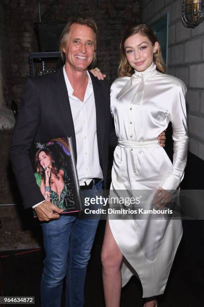 Russell James and Gigi Hadid attend the U.S. Book launch of "Backstage Secrets By Russell James" hosted by Russell James and Ed Razek on May 31, 2018...