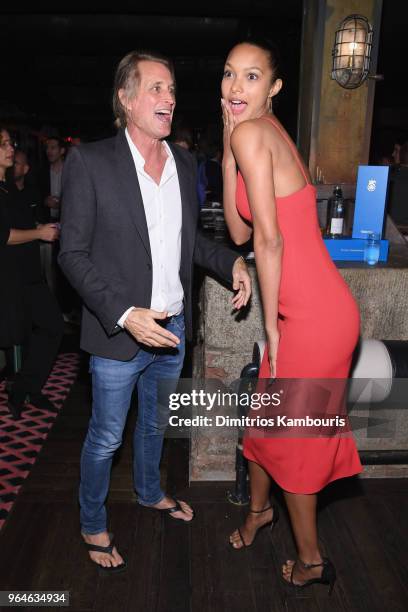 Russell James and Lais Ribeiro attend the U.S. Book launch of "Backstage Secrets By Russell James" hosted by Russell James and Ed Razek on May 31,...