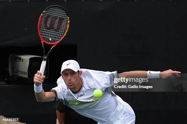 Stephane Robert of France in action during the Men's Singles Semifinal match against David Ferrer of Spain during day 6 of the 2010 South African...