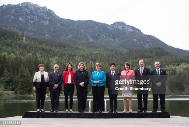 Kristalina Georgieva, chief executive officer of the World Bank Group, from left, Giorgio Marrapodi, director general of international cooperation at...