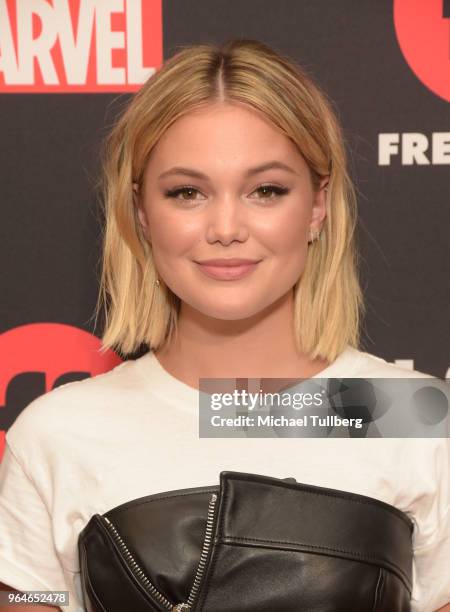 Actress Olivia Holt attends a screening of Marvel's "Cloak & Dagger" hosted by Freeform and the NAACP at The London Hotel on May 31, 2018 in West...