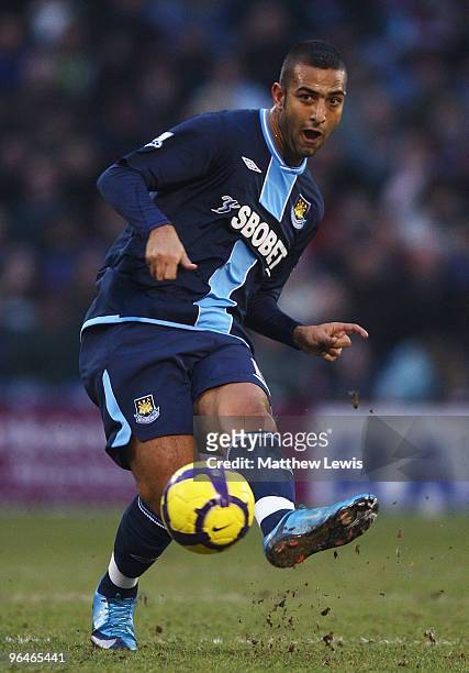 Mido of West Ham United in action during the Barclays Premier League match between Burnley and West Ham United at Turf Moor on February 6, 2010 in...