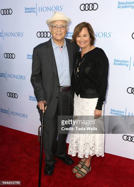 Norman Lear and daughter Maggie Lear attend the 11th Annual Television Academy Honors at NeueHouse Hollywood on May 31, 2018 in Los Angeles,...