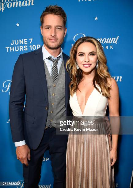 Justin Hartley and Chrishell Stause attend the "American Woman" premiere party at Chateau Marmont on May 31, 2018 in Los Angeles, California.