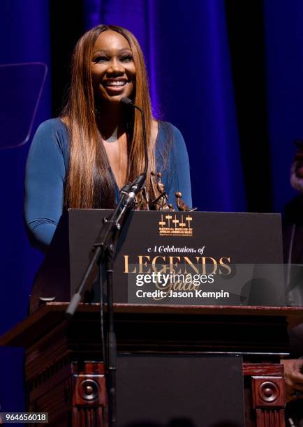 Gospel singer Yolanda Adams speaks onstage during NMAAM Celebration of Legends Galaon May 31, 2018 in Nashville, Tennessee.