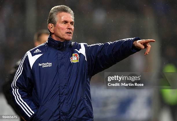 Jupp Heynckes, head coach of Leverkusen gives instructions during the Bundesliga match between VFL Bochum and Bayer Leverkusen at the Rewirpower...