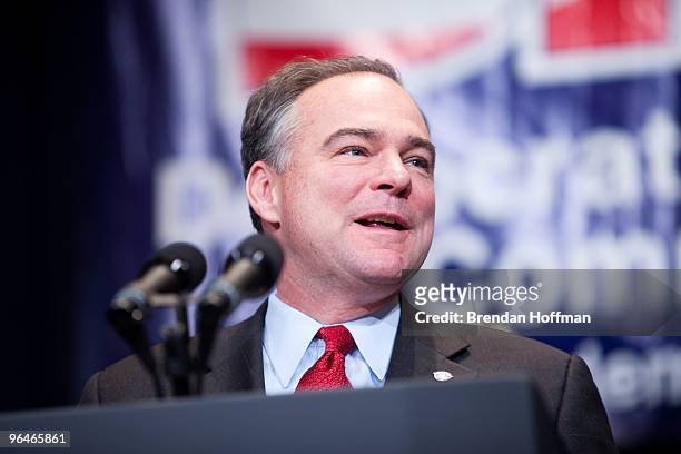 Democratic National Committee chairman TIm Kaine delivers remarks at the DNC winter meeting on February 6, 2010 in Washington, DC. Top party...