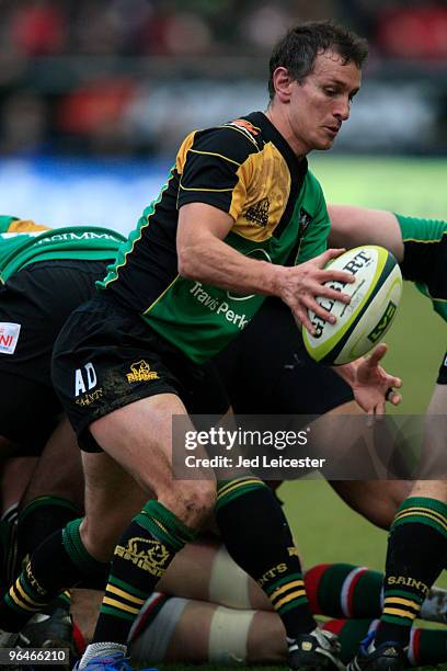 Alan Dickens of Northampton Saints during the LV Anglo Welsh Cup match between Northampton Saints and Leicester Tigers at the Sixfields Stadium, on...