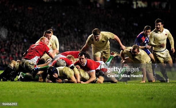 James Haskell of England touches down to score a try during the RBS 6 Nations Championship match between England and Wales at Twickenham Stadium on...