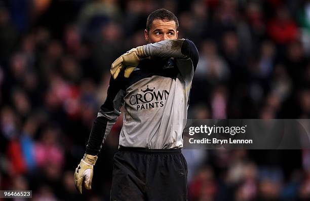 Blackburn Rovers goalkeeper Paul Robinson looks on during the Barclays Premier League match between Stoke City and Blackburn Rovers at Britannia...