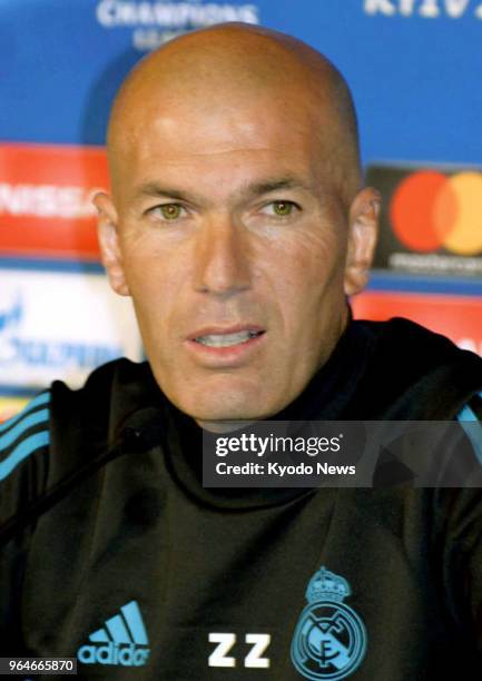 Photo shows Real Madrid coach Zinedine Zidane who announced on May 31, 2018 he was leaving the Spanish club. ==Kyodo