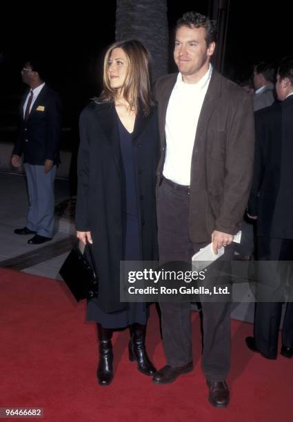 Actress Jennifer Aniston and actor Tate Donovan attend the "Dante's Peak" Universal City Premiere on February 5, 1997 at Universal Amphitheatre in...