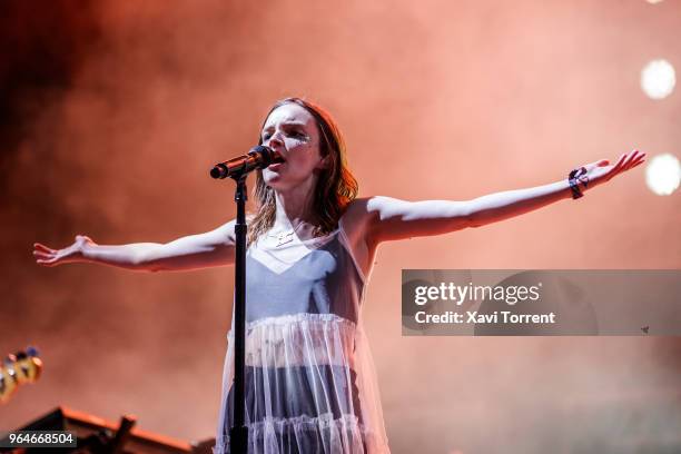 Lauren Mayberry of Chvrches performs in concert during day 2 of the Primavera Sound Festival on May 31, 2018 in Barcelona, Spain.