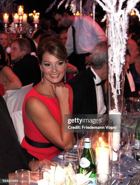 Franziska van Almsick sits at the 2009 Sports Gala 'Ball des Sports' at the Rhein-Main Hall on February 6, 2010 in Wiesbaden, Germany.