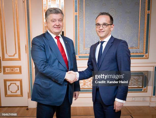 German Minister of Foreign Affairs Heiko Maas meets Petro Poroschenko, President of the Ukraine, in Kiev on May 31, 2018. German Federal Foreign...
