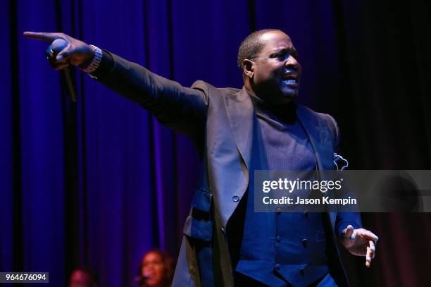 Singer-songwriter Johnny Gill performs onstage during NMAAM Celebration of Legends Galaon May 31, 2018 in Nashville, Tennessee.