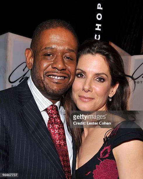 Actors Forest Whitaker and Sandra Bullock attend the American Riveria Award event presented by Chopin Vodka at the 25th Annual Santa Barbara...