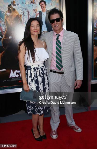 Actor Johnny Knoxville and wife Naomi Nelson attend the premiere of Paramount Pictures' "Action Point" at ArcLight Hollywood on May 31, 2018 in...