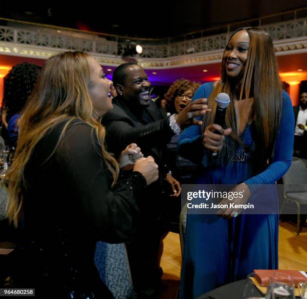 Singer-songwriters Tamia, Johnny Gill and gospel singer Yolanda Adams perform in the crowd during NMAAM Celebration of Legends Galaon May 31, 2018 in...