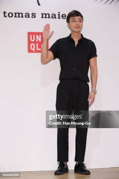 South Korean singer Roy Kim attends the photocall for the 'Uniqlo' tomas maier collection launch on May 31, 2018 in Seoul, South Korea.