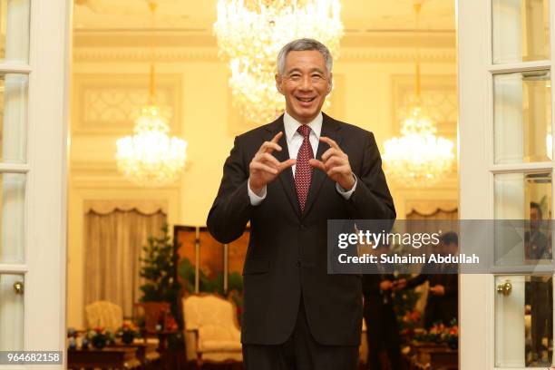 Singapore Prime Minister, Lee Hsien Loong waits to meet Indian Prime Minister Narendra Modi at the Istana on June 1, 2018 in Singapore. Narendra Modi...