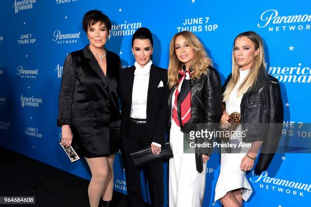 Kris Jenner; Kyle Richards; Faye Resnick and Teddi Mellencamp Arroyave attend Premiere Of Paramount Network's "American Woman" - Arrivals at Chateau...