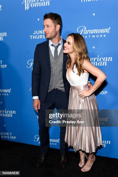 Justin Hartley and Chrishell Stause attend Premiere Of Paramount Network's "American Woman" - Arrivals at Chateau Marmont on May 31, 2018 in Los...