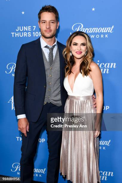 Justin Hartley and Chrishell Stause attend Premiere Of Paramount Network's "American Woman" - Arrivals at Chateau Marmont on May 31, 2018 in Los...