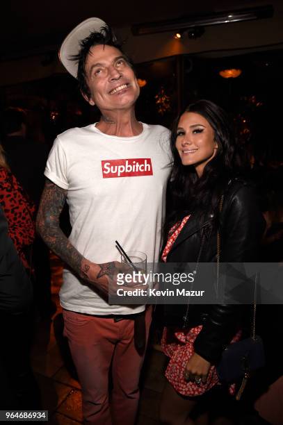 Tommy Lee and Brittany Furlan attend the "American Woman" premiere party at Chateau Marmont on May 31, 2018 in Los Angeles, California.