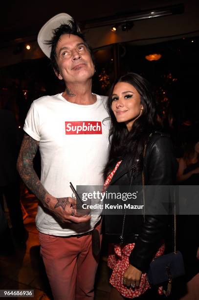 Tommy Lee and Brittany Furlan attend the "American Woman" premiere party at Chateau Marmont on May 31, 2018 in Los Angeles, California.