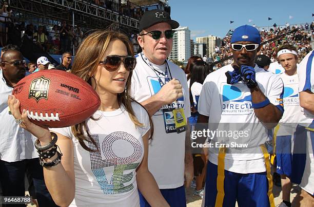 Jennifer Lopez, Tom Arnold and Shawn Wayans attend the Fourth Annual DIRECTV Celebrity Beach Bowl at DIRECTV Celebrity Beach Bowl Stadium: South...