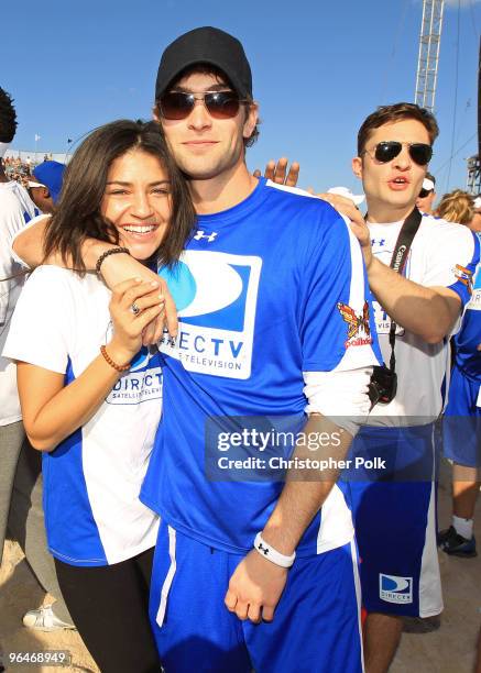 Actors Jessica Szohr and Chace Crawford attend the Fourth Annual DIRECTV Celebrity Beach Bowl at DIRECTV Celebrity Beach Bowl Stadium: South Beach on...