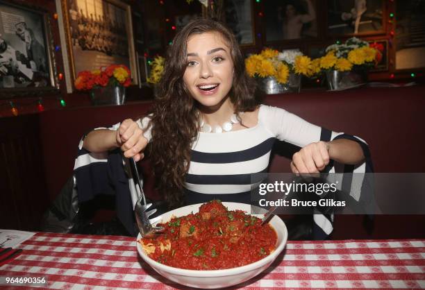 Victoria Konefal promotes "Days of Our Lives" as she visits Buca di Beppo Times Square on May 31, 2018 in New York City.